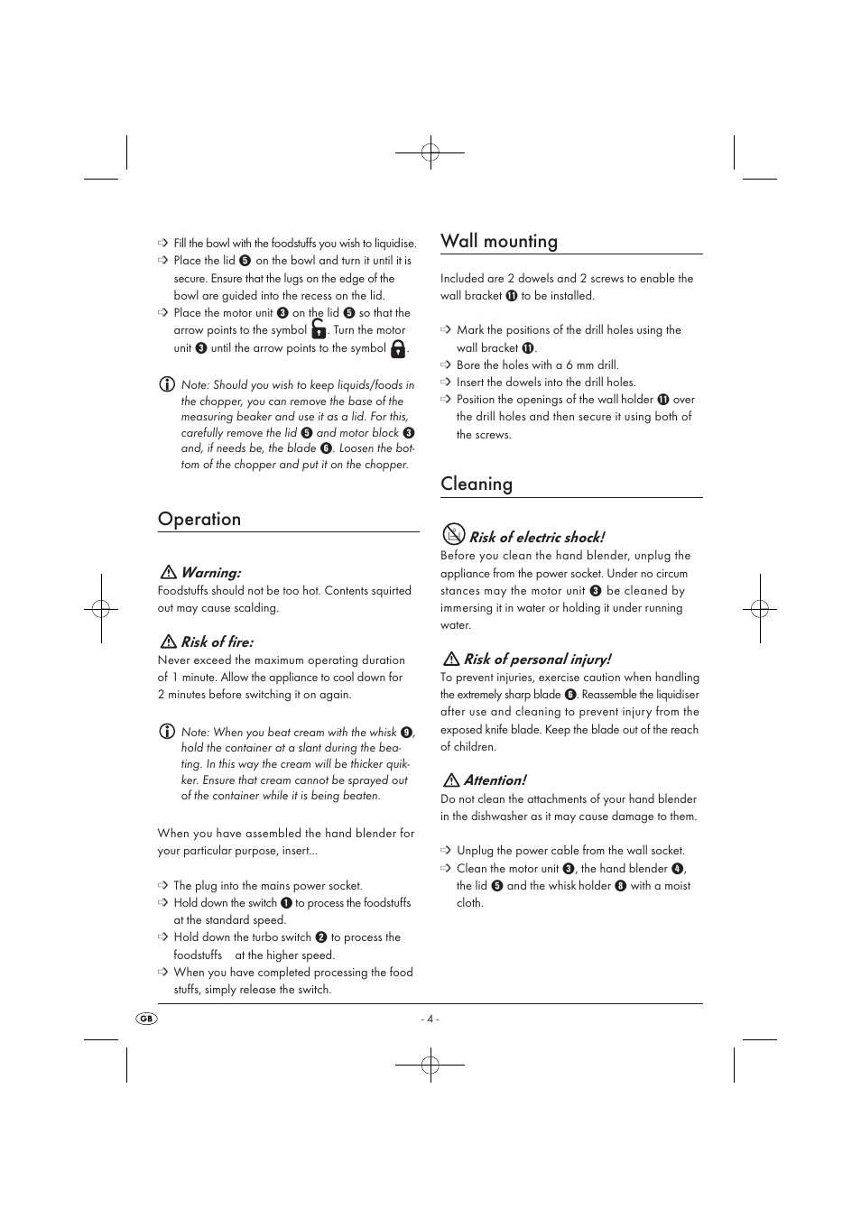 Operation, Wall mounting, Cleaning | Silvercrest SSMS 300 A1 User Manual | Page 6 / 8