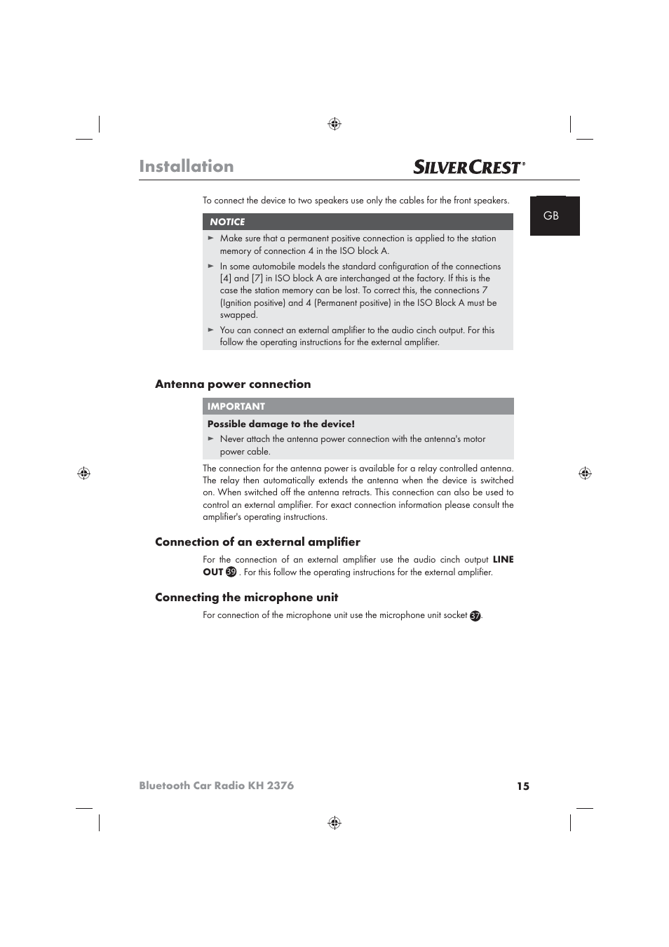 Installation | Silvercrest KH2376 User Manual | Page 13 / 78