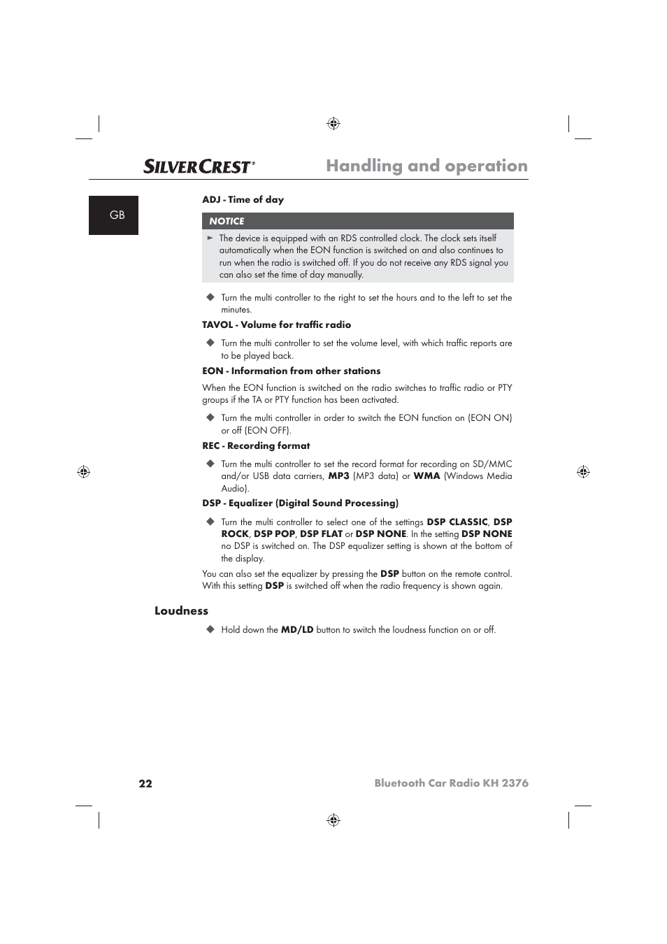 Handling and operation | Silvercrest KH2376 User Manual | Page 20 / 78