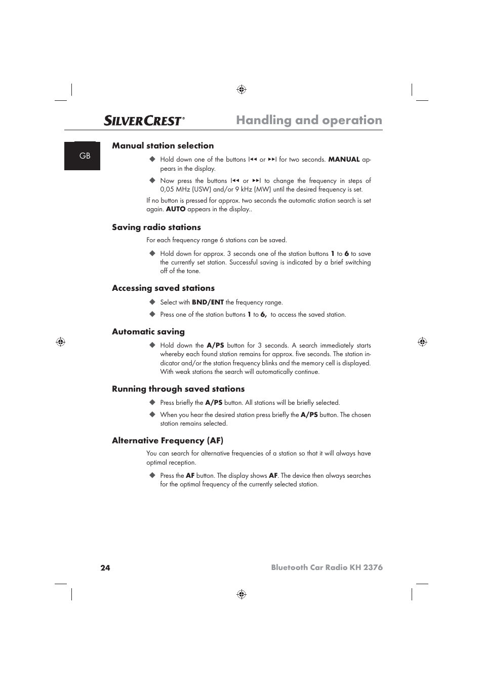 Handling and operation | Silvercrest KH2376 User Manual | Page 22 / 78