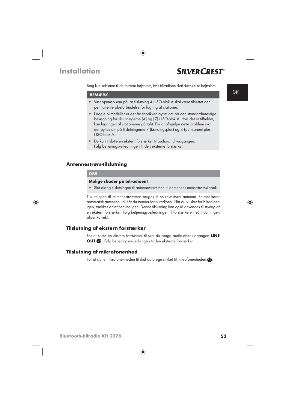 Installation | Silvercrest KH2376 User Manual | Page 51 / 78