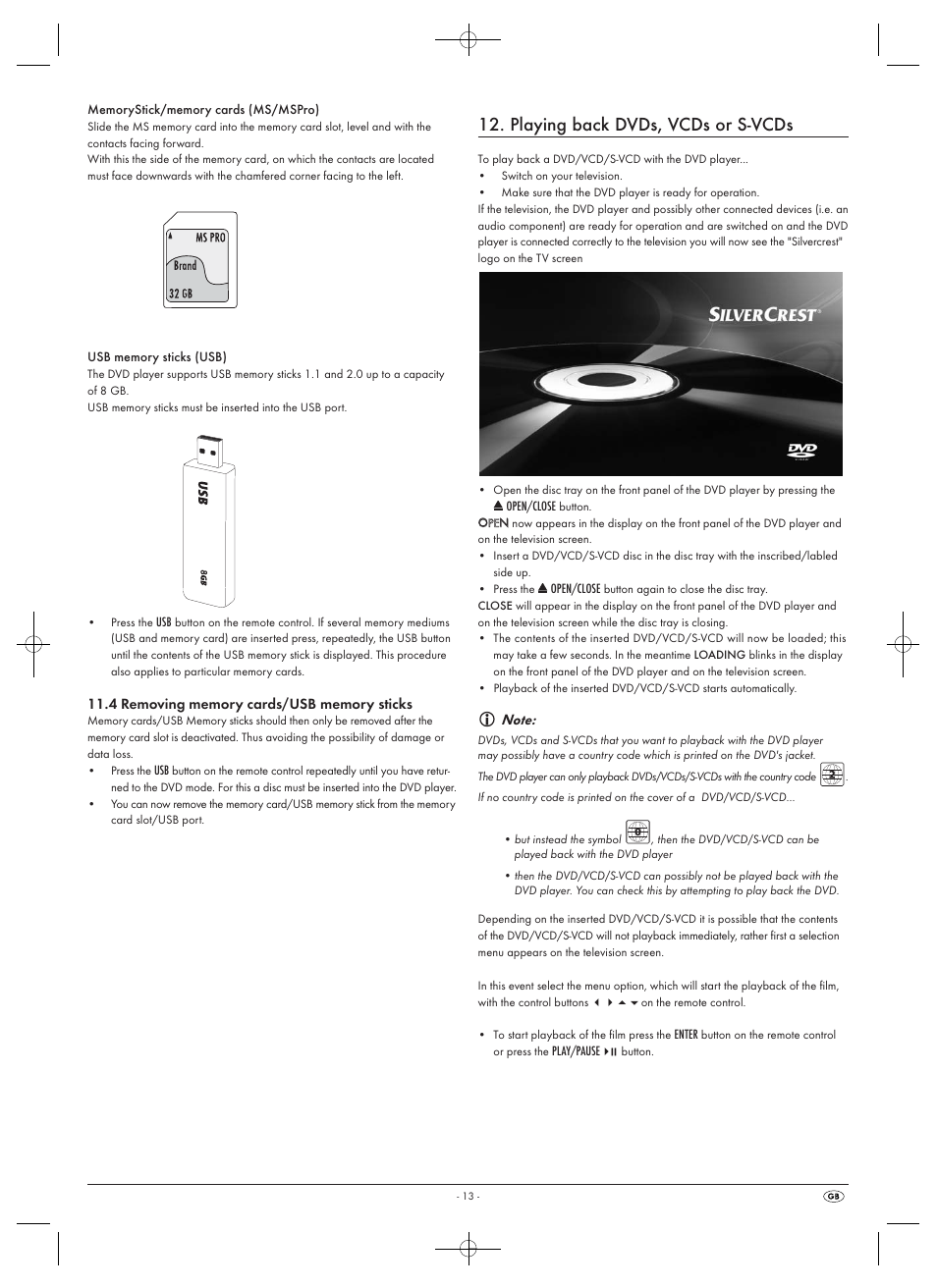 Playing back dvds, vcds or s-vcds | Silvercrest SHDP 5.1 A1 User Manual | Page 15 / 26