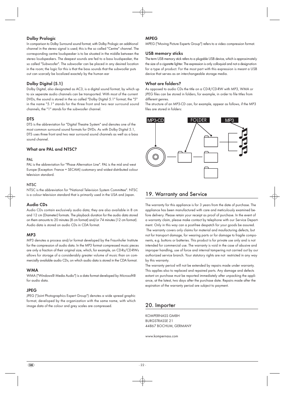 Warranty and service, Importer | Silvercrest SHDP 5.1 A1 User Manual | Page 24 / 26