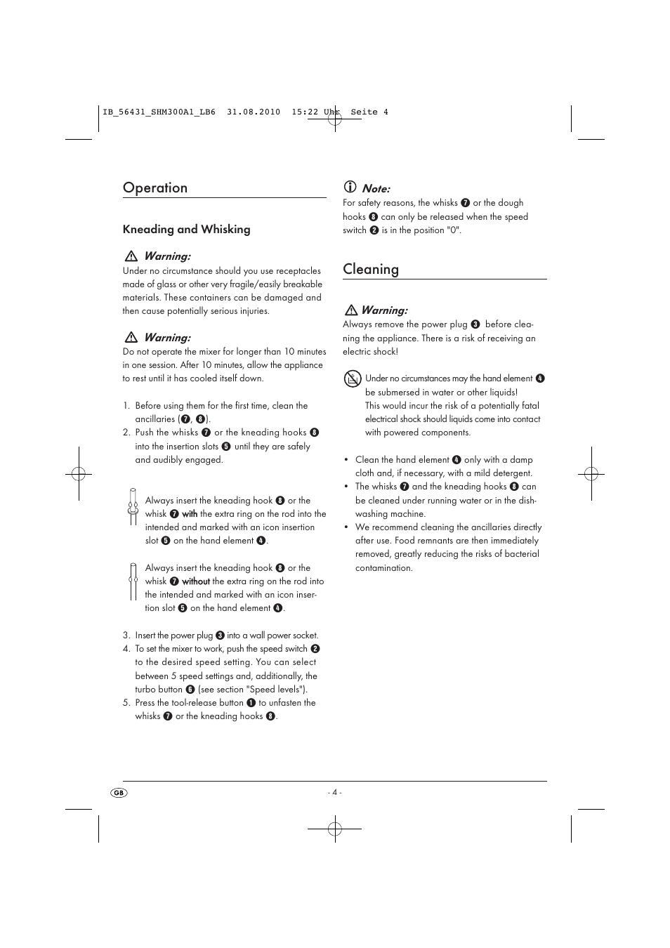 Operation, Cleaning | Silvercrest SHM 300 A1 User Manual | Page 6 / 7