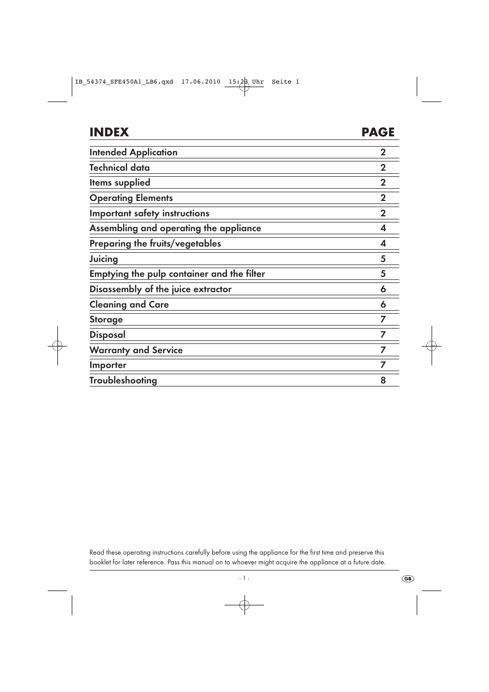 Index page | Silvercrest SFE450A1-05/10-V2 User Manual | Page 3 / 10