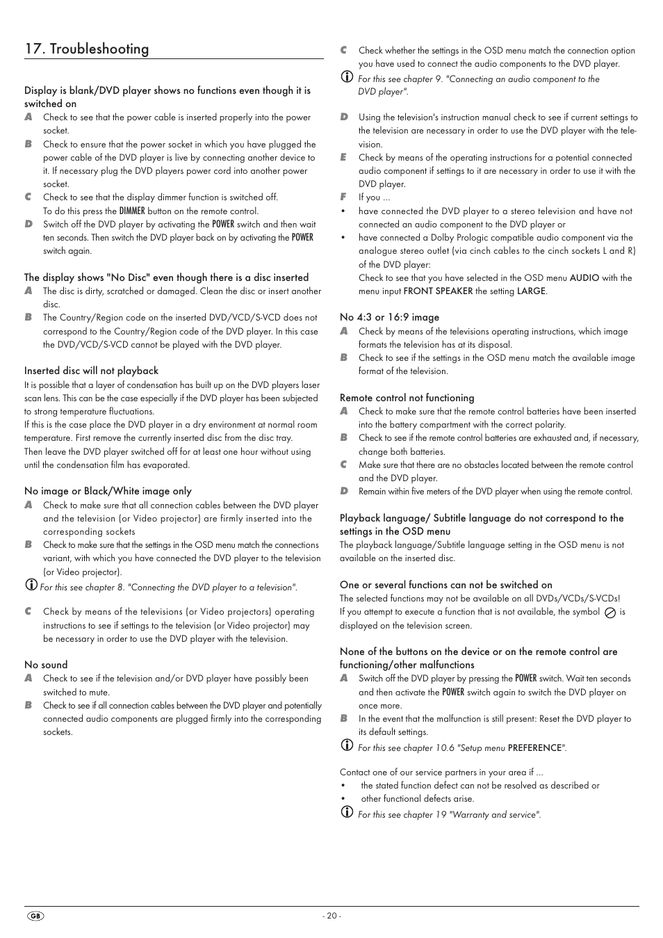 Troubleshooting | Silvercrest KH 6525 User Manual | Page 22 / 50