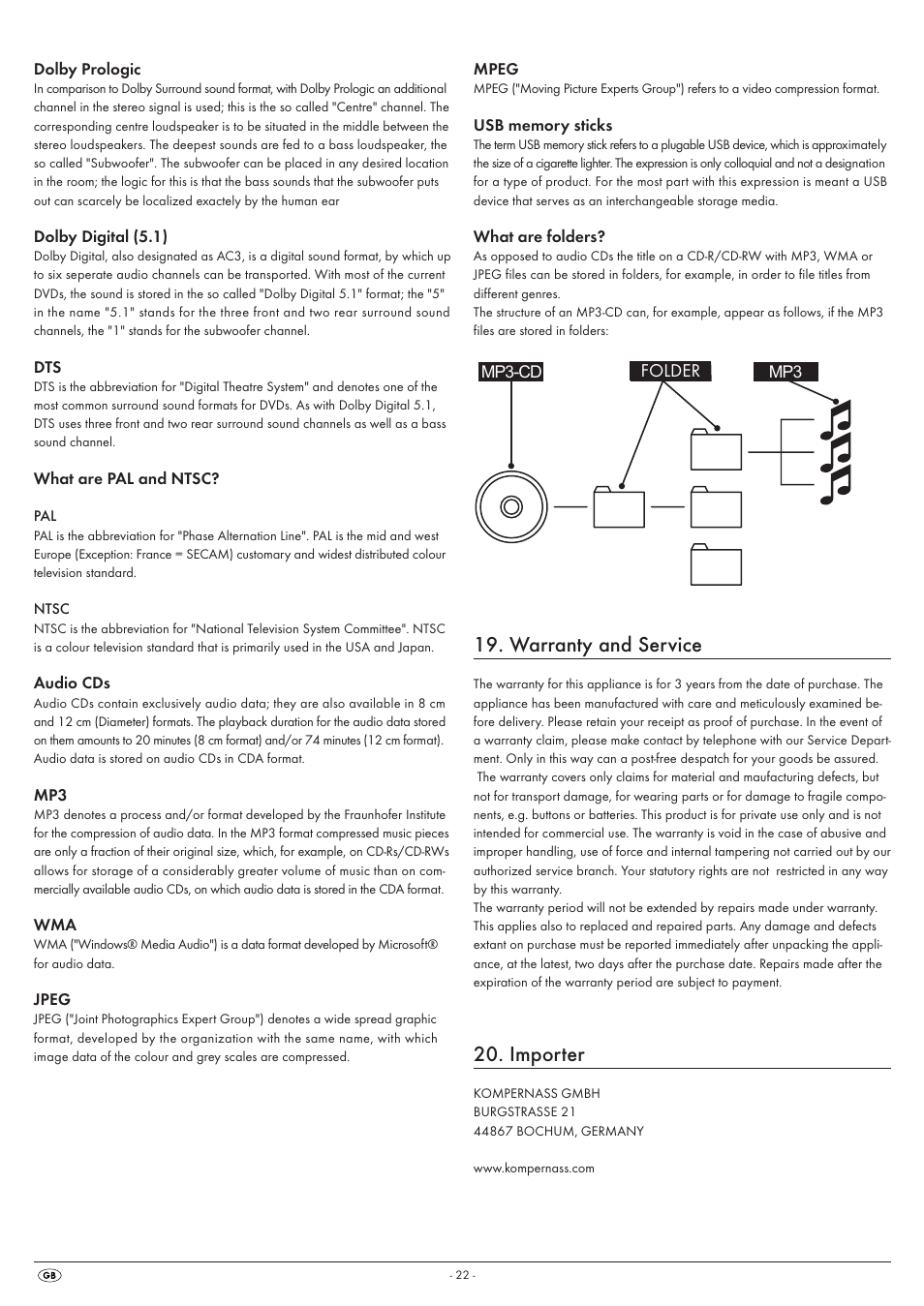 Warranty and service, Importer | Silvercrest KH 6525 User Manual | Page 24 / 50