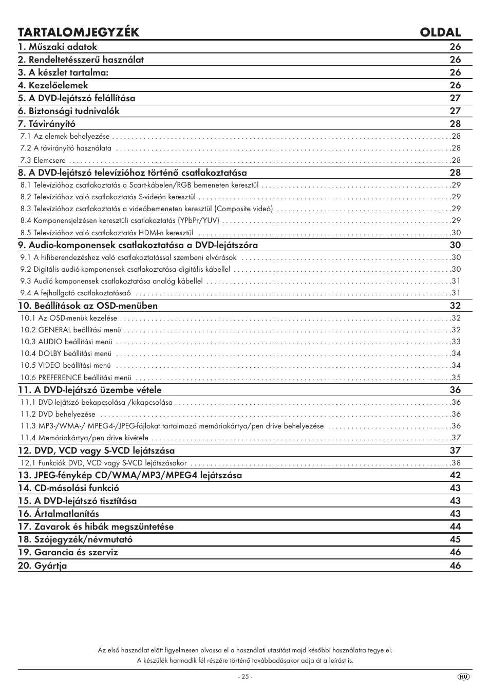 Tartalomjegyzék oldal | Silvercrest KH 6525 User Manual | Page 27 / 50