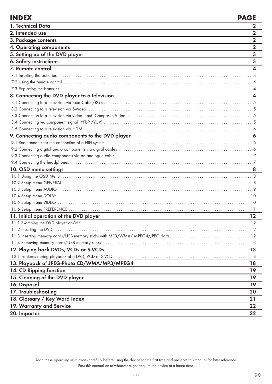 Index page | Silvercrest KH 6525 User Manual | Page 3 / 50