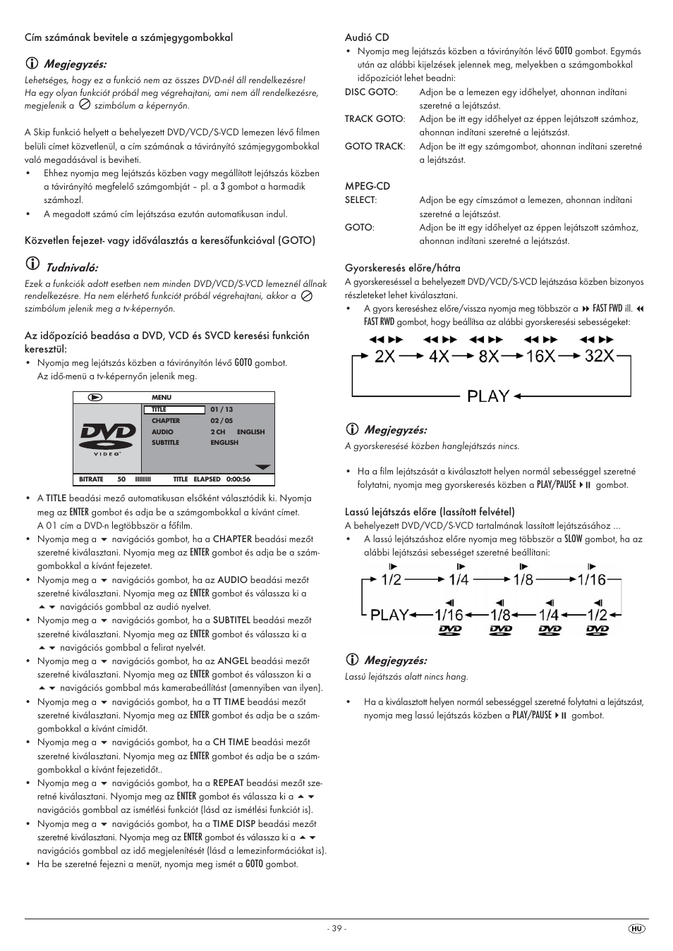 Megjegyzés, Tudnivaló | Silvercrest KH 6525 User Manual | Page 41 / 50