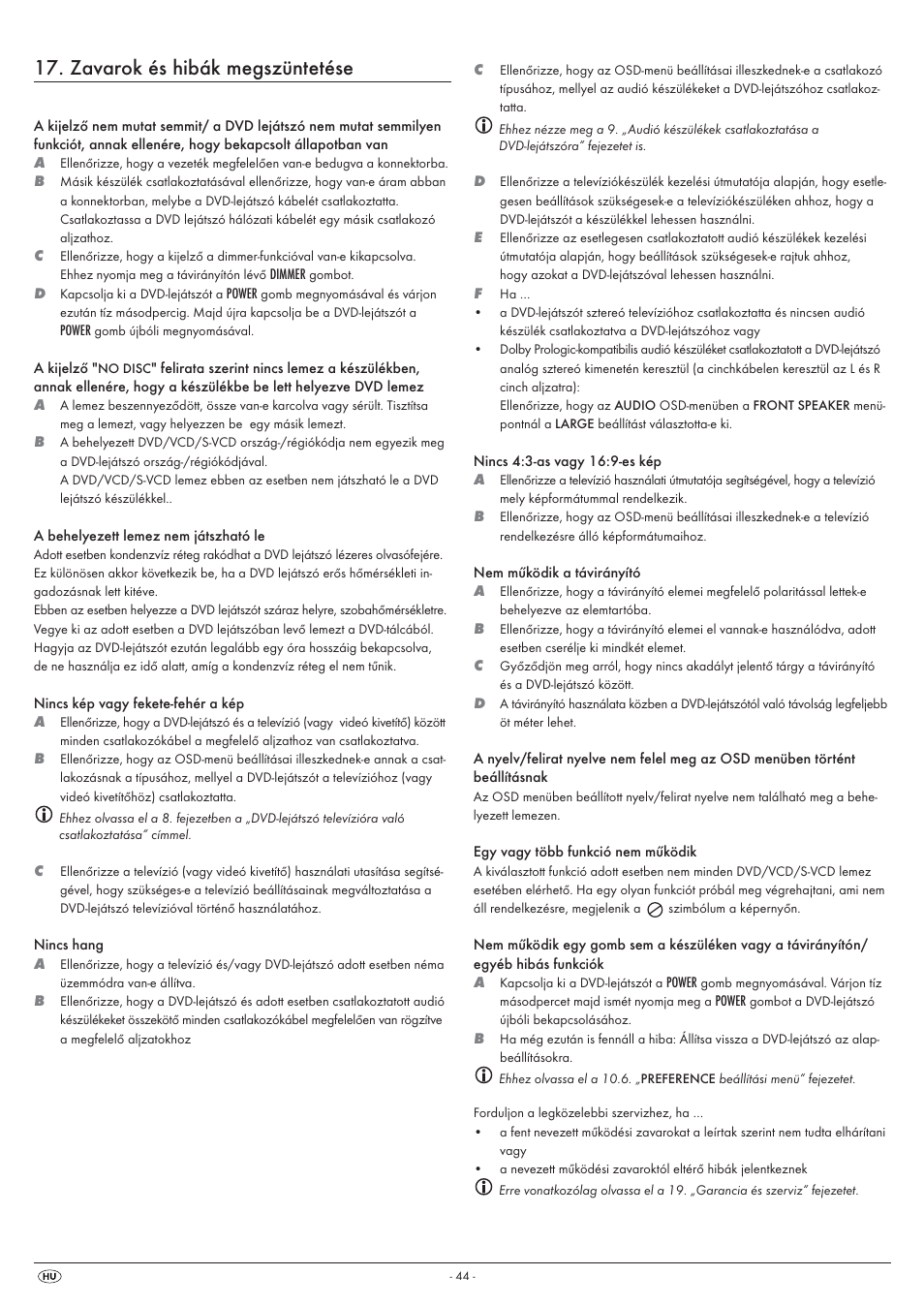 Zavarok és hibák megszüntetése | Silvercrest KH 6525 User Manual | Page 46 / 50