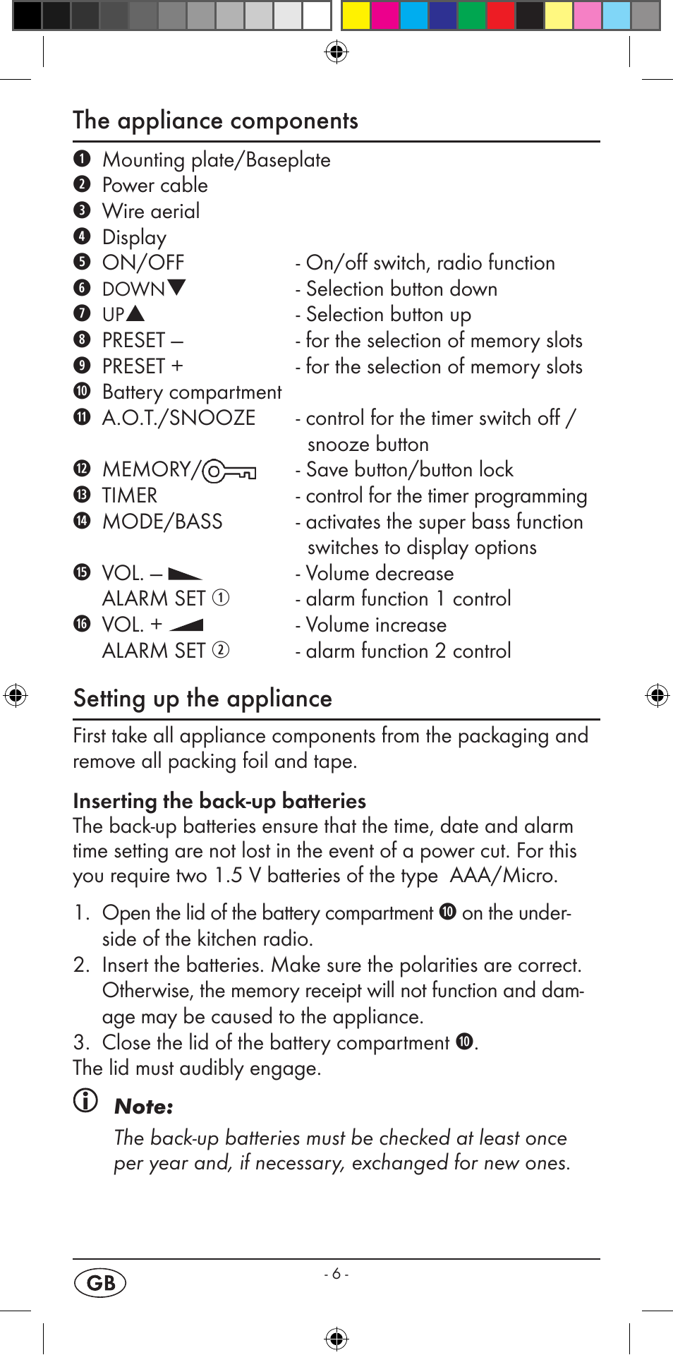 The appliance components, Setting up the appliance | Silvercrest KH 2396 User Manual | Page 8 / 18