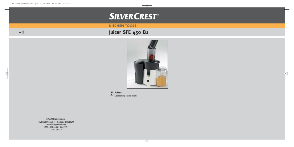 Silvercrest SFE 450 B16 User Manual | 10 pages