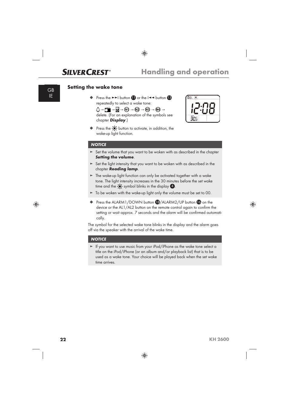 Handling and operation | Silvercrest KH 2600 User Manual | Page 24 / 62