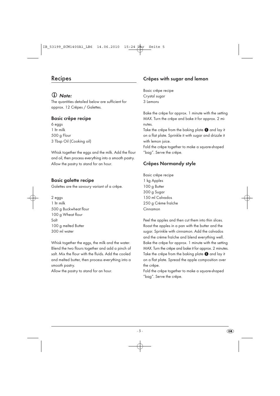 Recipes | Silvercrest SCM1400A1-05/10-V2 User Manual | Page 7 / 9