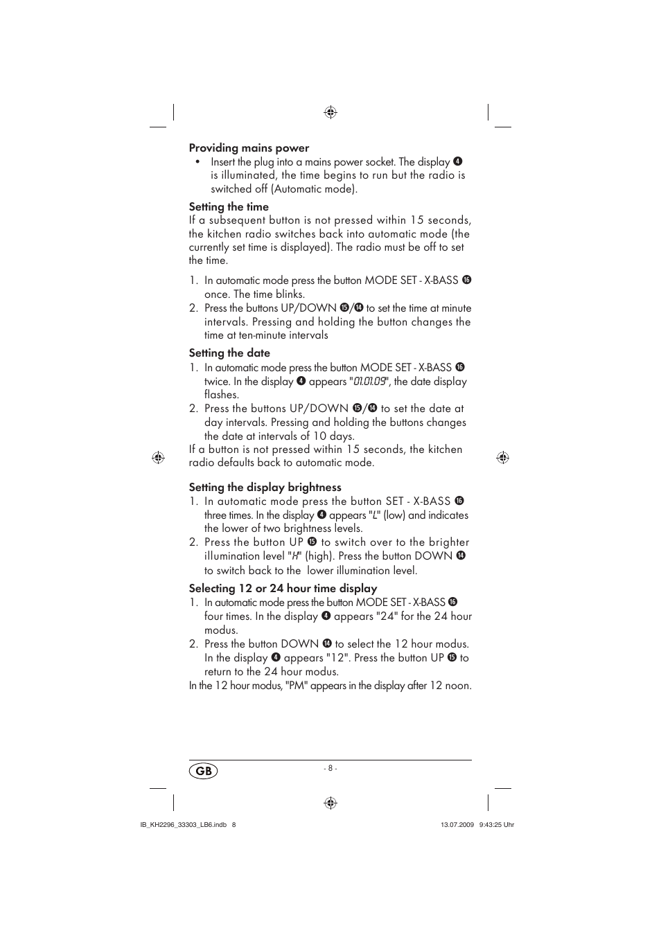 Silvercrest KH 2296 User Manual | Page 10 / 18