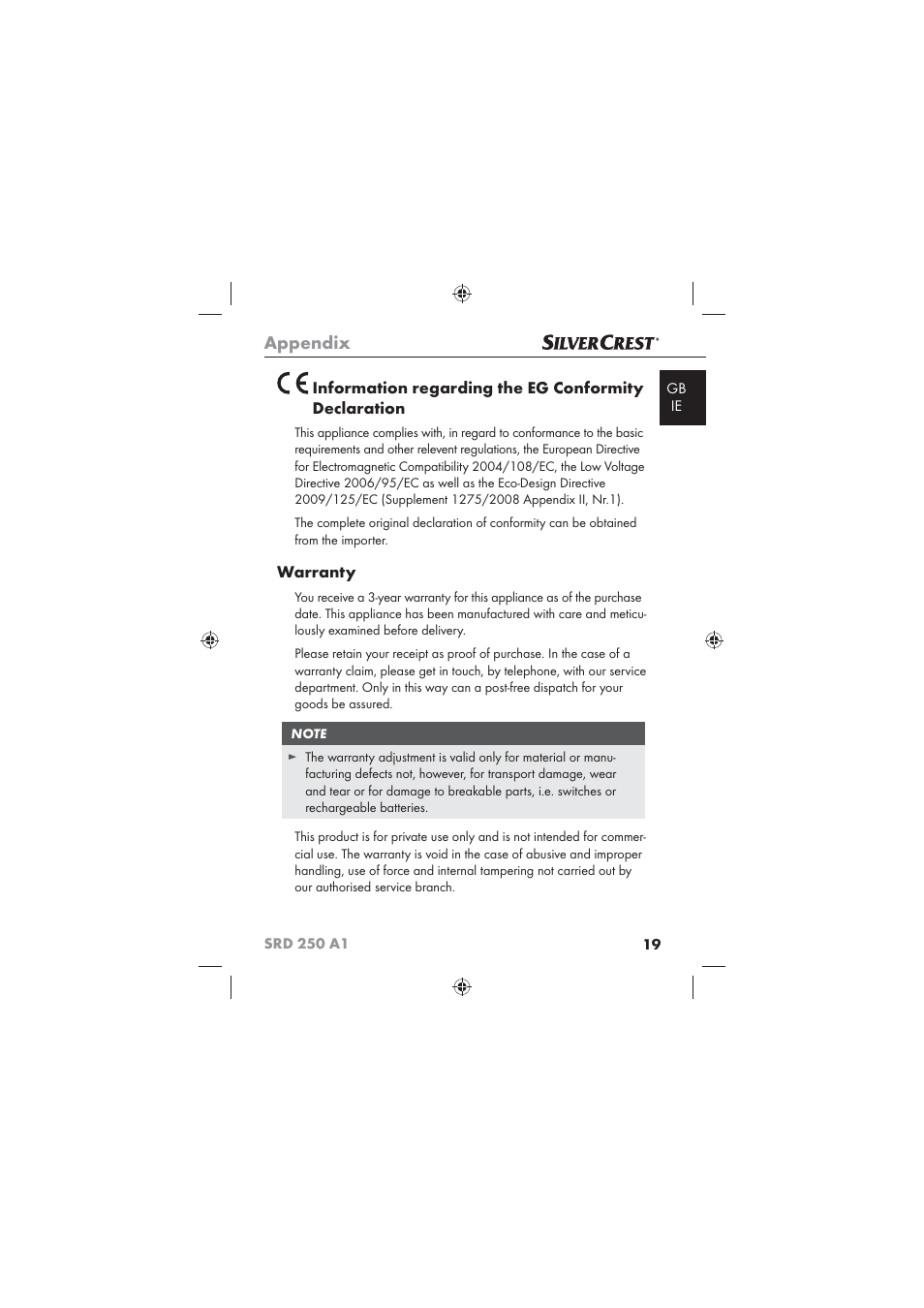 Appendix | Silvercrest SRD 250 A1 User Manual | Page 21 / 22