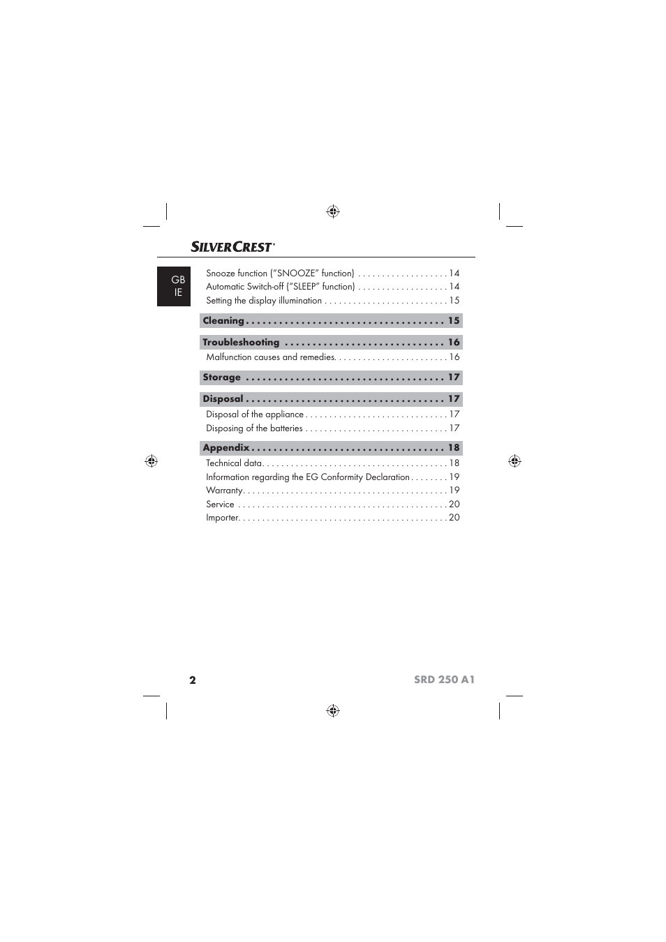 Silvercrest SRD 250 A1 User Manual | Page 4 / 22