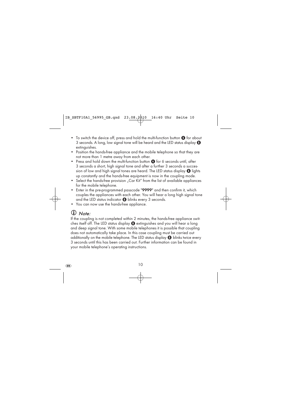 Silvercrest SBTF 10 A1 User Manual | Page 12 / 20