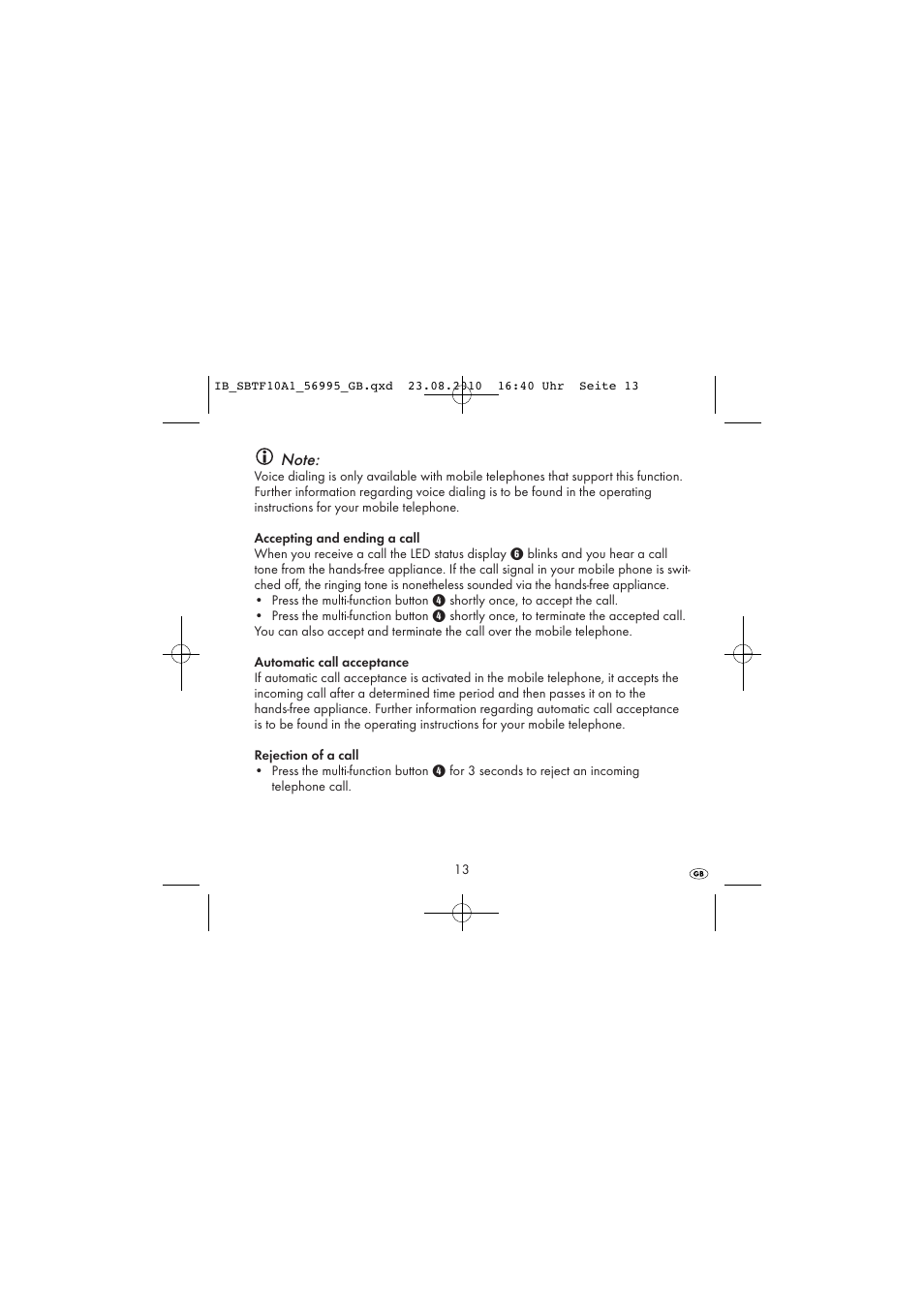 Silvercrest SBTF 10 A1 User Manual | Page 15 / 20