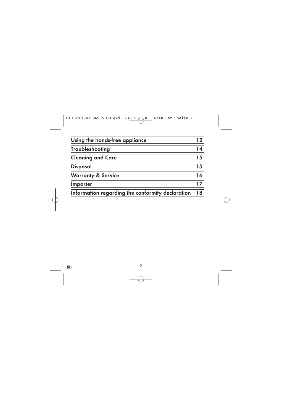 Silvercrest SBTF 10 A1 User Manual | Page 4 / 20