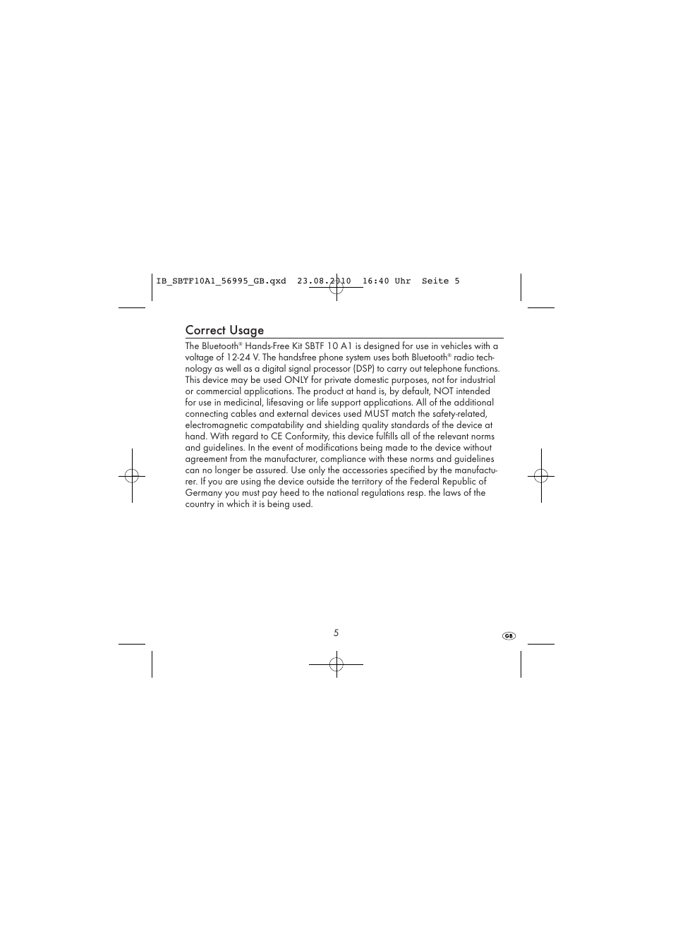 Correct usage | Silvercrest SBTF 10 A1 User Manual | Page 7 / 20