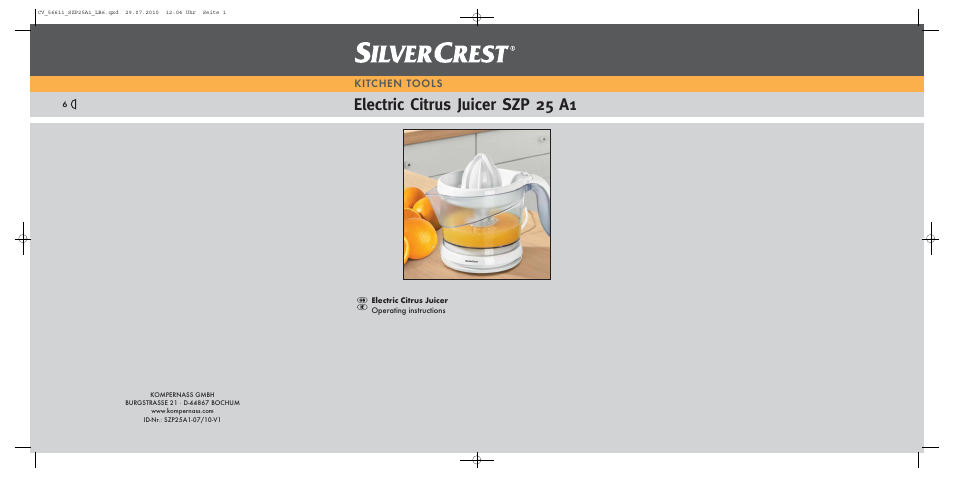 Silvercrest SZP25A1-07 User Manual | 8 pages