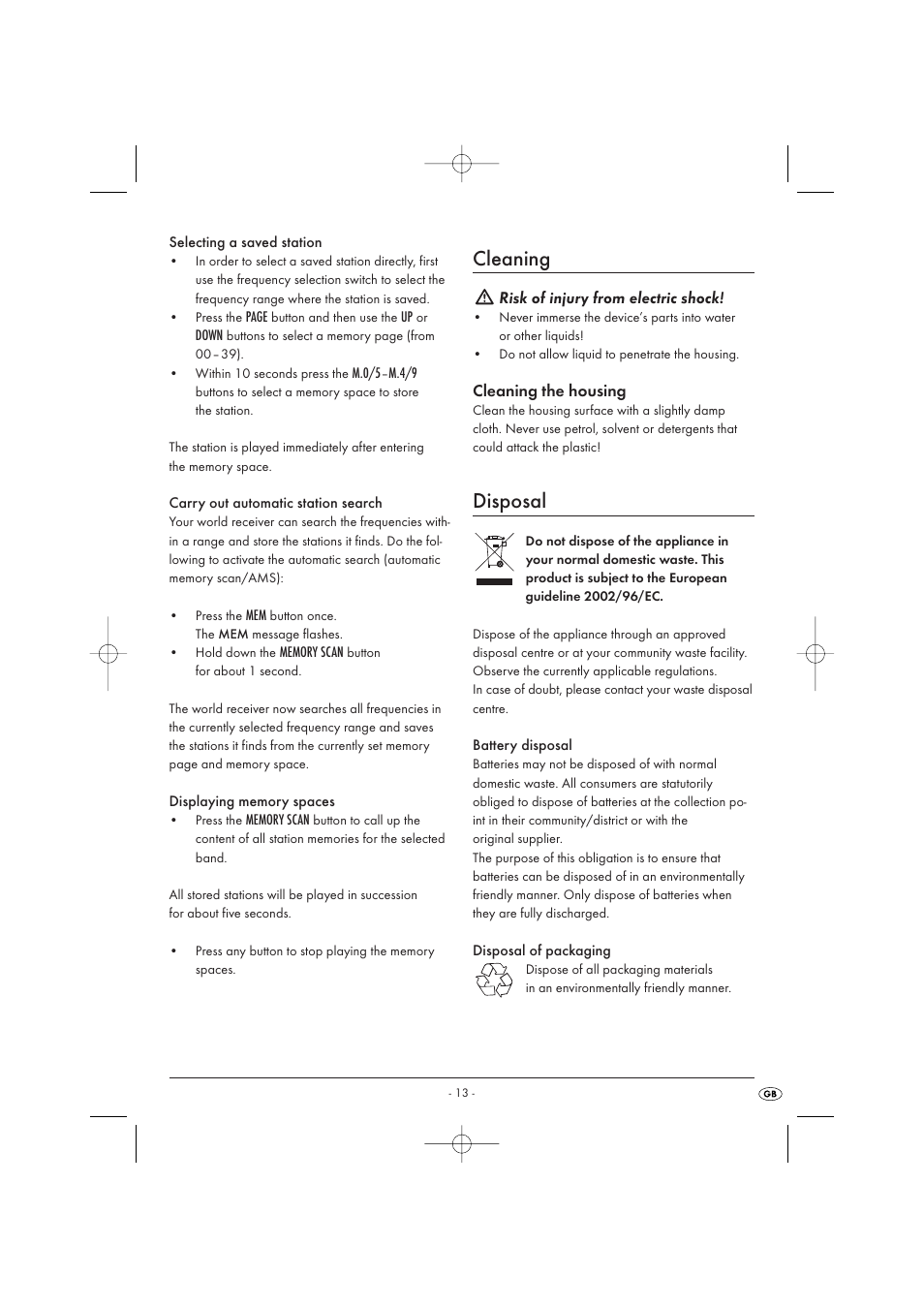 Cleaning, Disposal | Silvercrest KH 2029 User Manual | Page 15 / 34