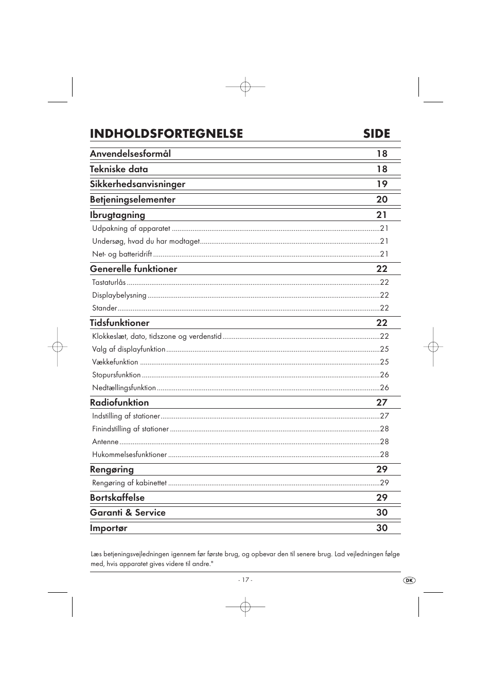 Indholdsfortegnelse side | Silvercrest KH 2029 User Manual | Page 19 / 34