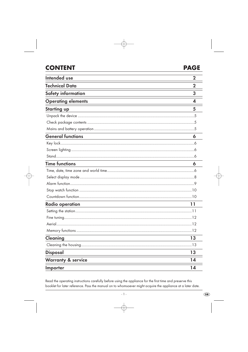 Content page | Silvercrest KH 2029 User Manual | Page 3 / 34