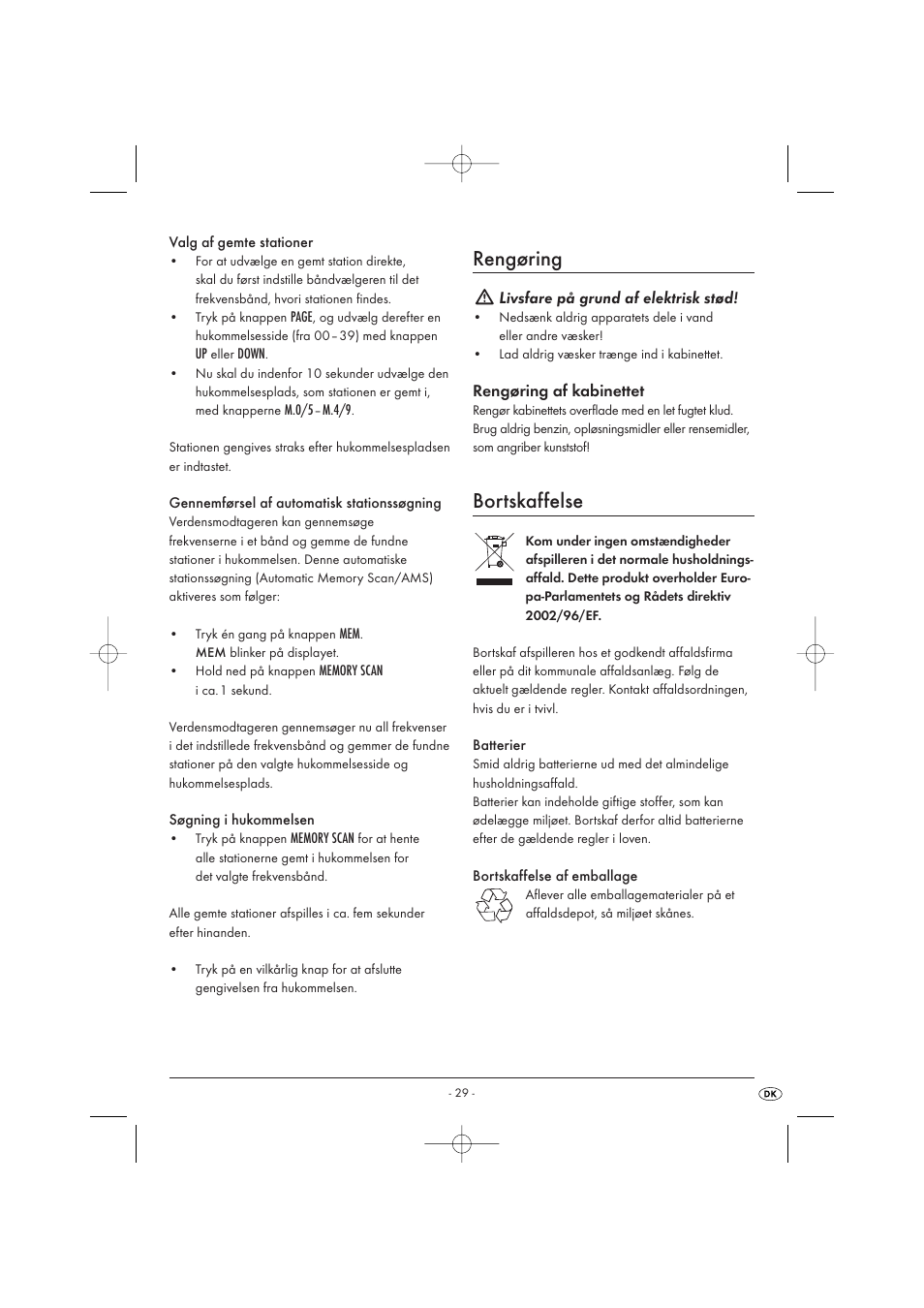Rengøring, Bortskaffelse | Silvercrest KH 2029 User Manual | Page 31 / 34