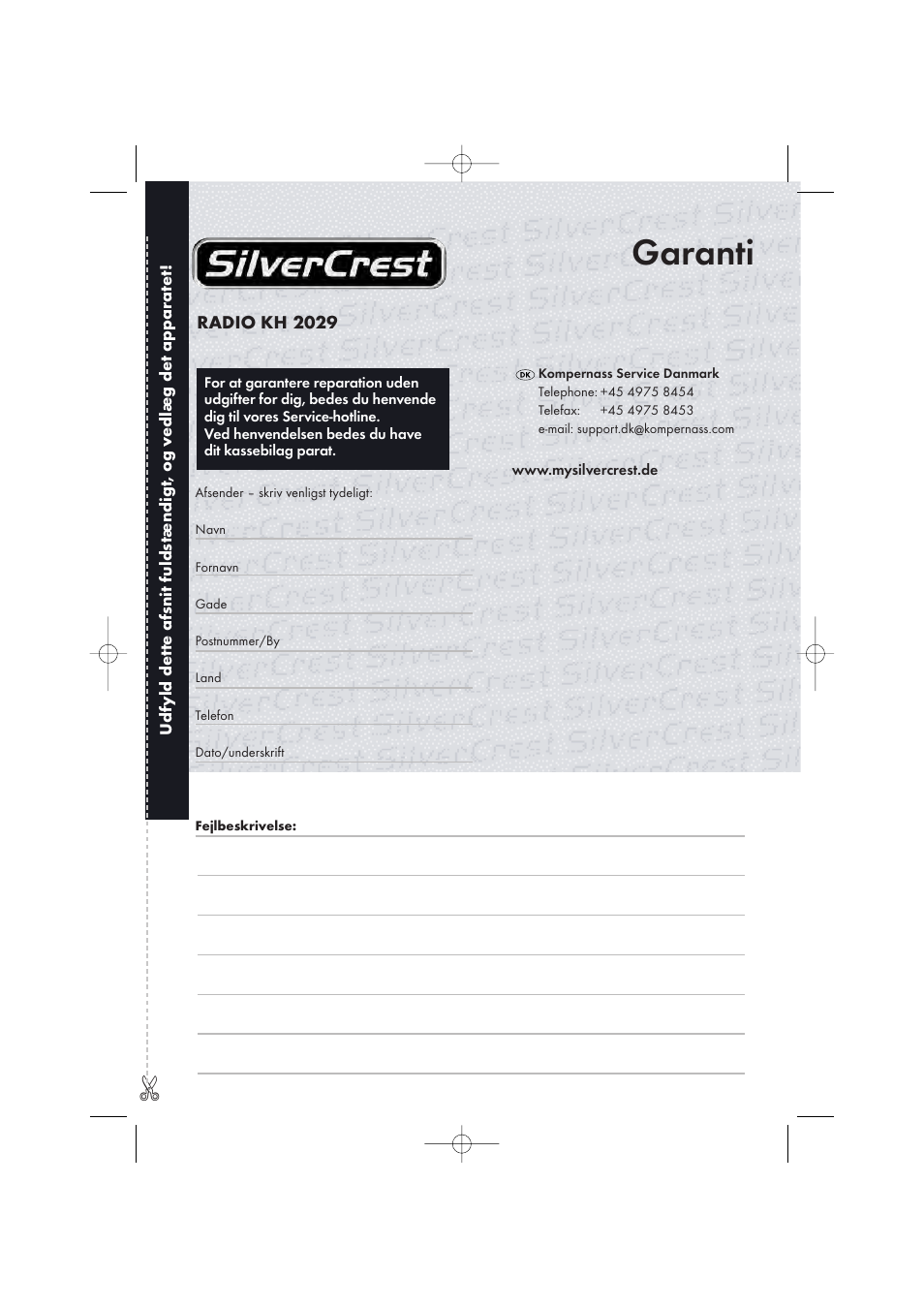 Garanti | Silvercrest KH 2029 User Manual | Page 33 / 34