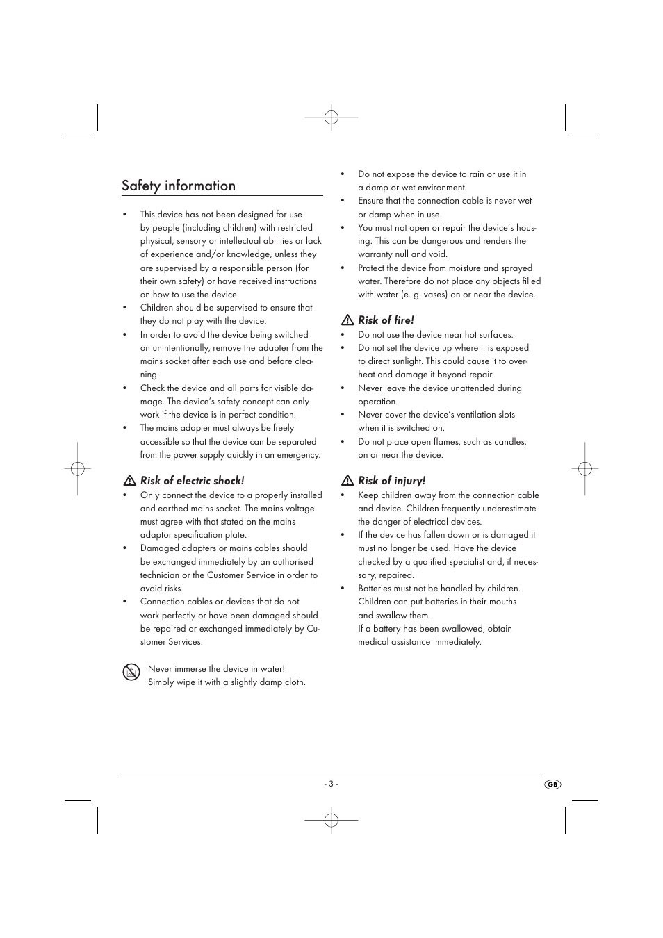 Safety information | Silvercrest KH 2029 User Manual | Page 5 / 34