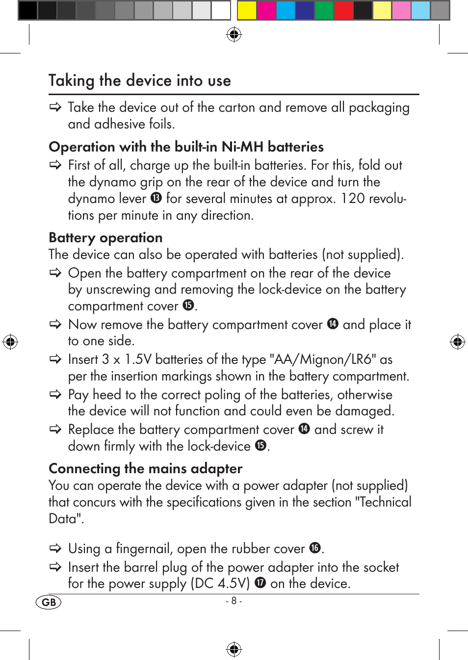 Taking the device into use | Silvercrest KH 245 User Manual | Page 10 / 34