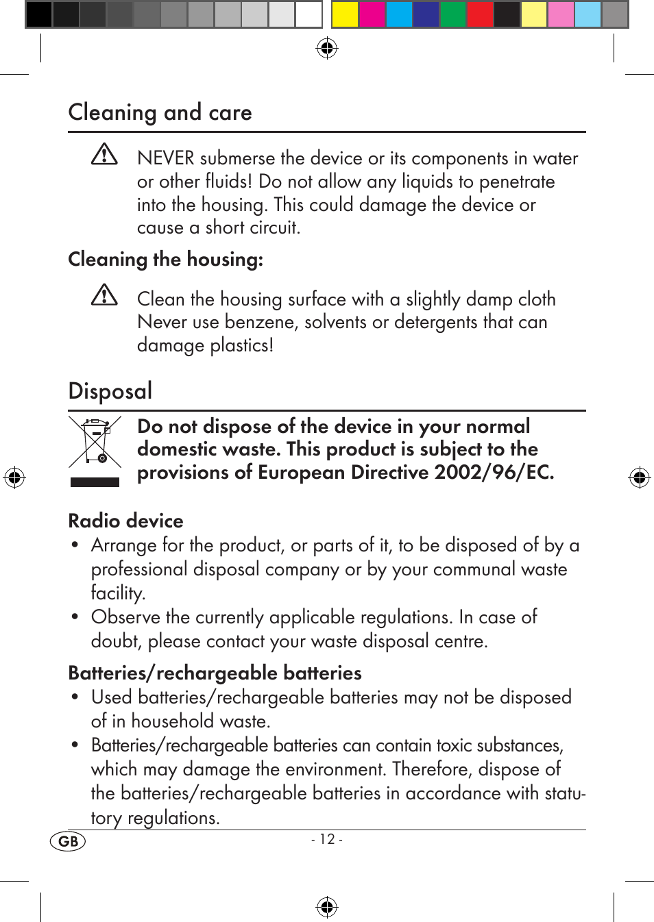 Cleaning and care, Disposal | Silvercrest KH 245 User Manual | Page 14 / 34
