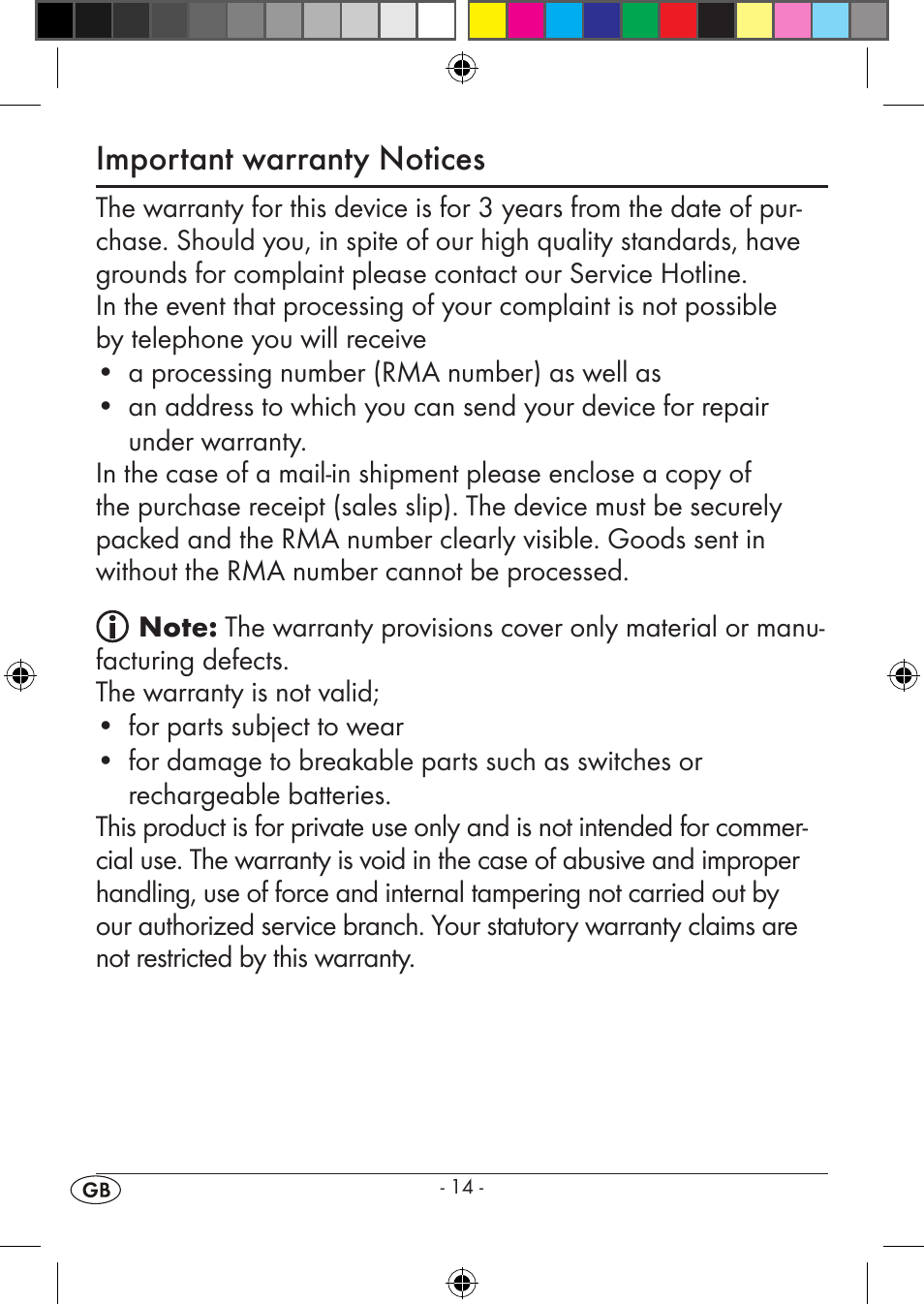 Important warranty notices | Silvercrest KH 245 User Manual | Page 16 / 34