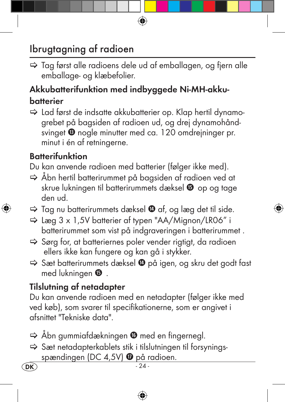 Ibrugtagning af radioen | Silvercrest KH 245 User Manual | Page 26 / 34