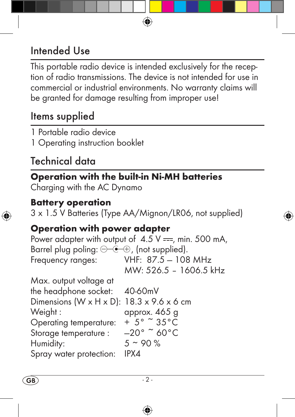 Intended use, Items supplied, Technical data | Silvercrest KH 245 User Manual | Page 4 / 34