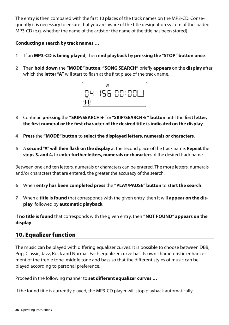 Equalizer function | Silvercrest KH 2278 User Manual | Page 24 / 30