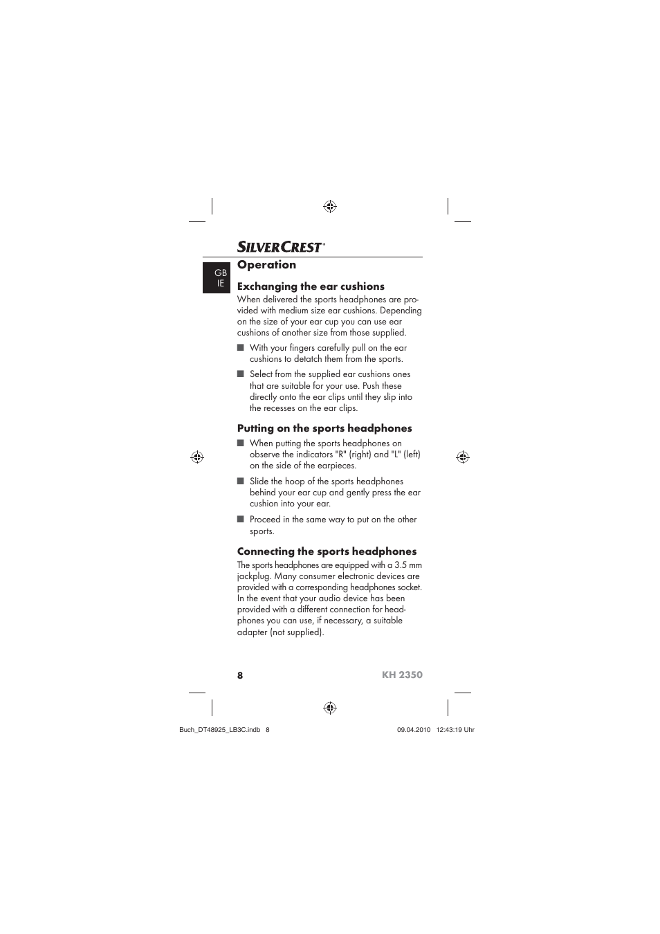 Silvercrest KOMPERNASS GMBH KH 2350 User Manual | Page 10 / 30