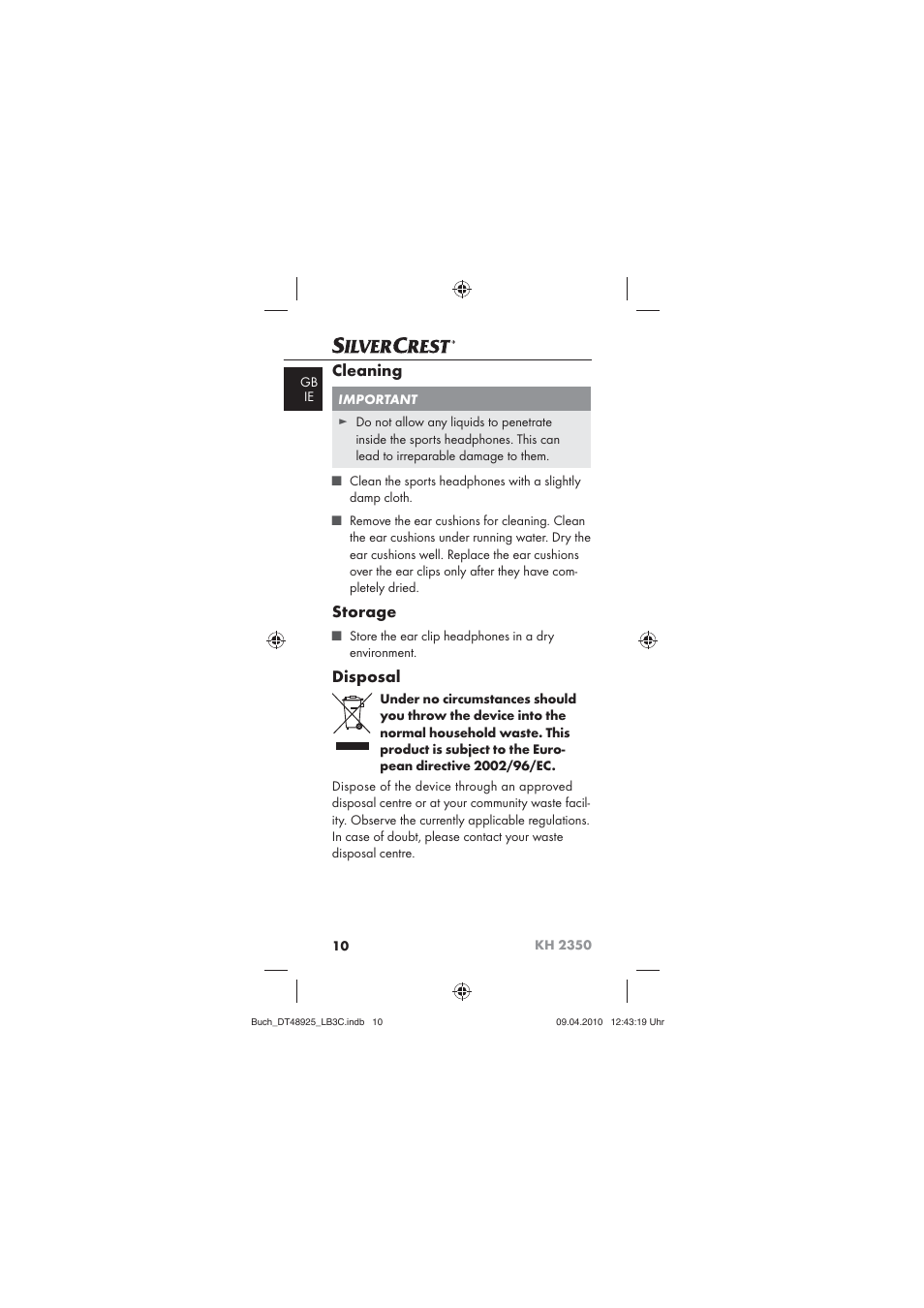Silvercrest KOMPERNASS GMBH KH 2350 User Manual | Page 12 / 30