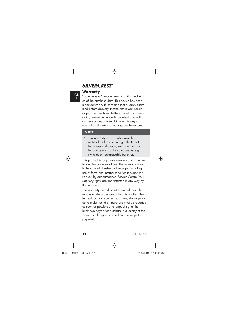 Silvercrest KOMPERNASS GMBH KH 2350 User Manual | Page 14 / 30