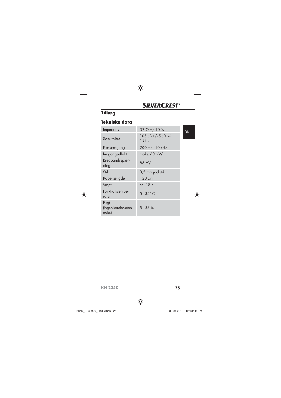 Tillæg | Silvercrest KOMPERNASS GMBH KH 2350 User Manual | Page 27 / 30
