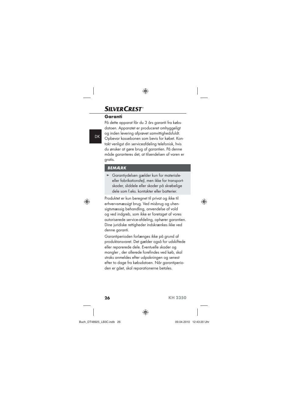 Silvercrest KOMPERNASS GMBH KH 2350 User Manual | Page 28 / 30
