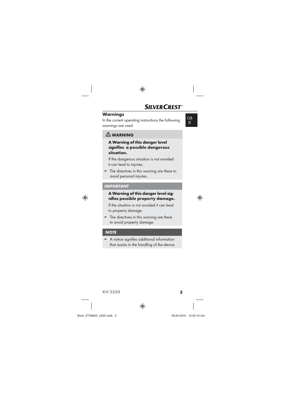Silvercrest KOMPERNASS GMBH KH 2350 User Manual | Page 5 / 30