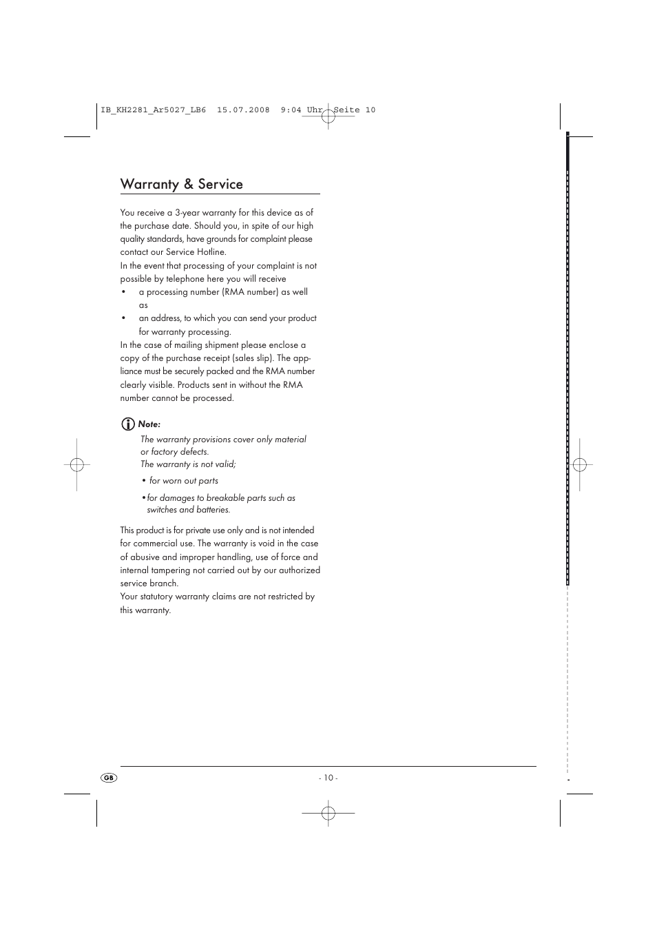 Warranty & service | Silvercrest KH 2281 User Manual | Page 12 / 14