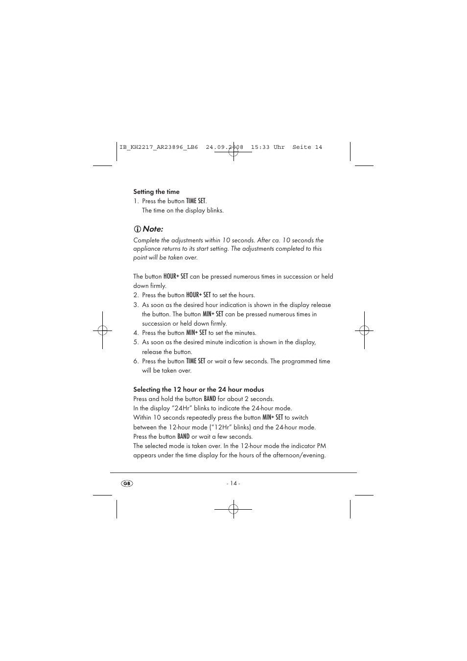 Silvercrest KH2217 User Manual | Page 14 / 28