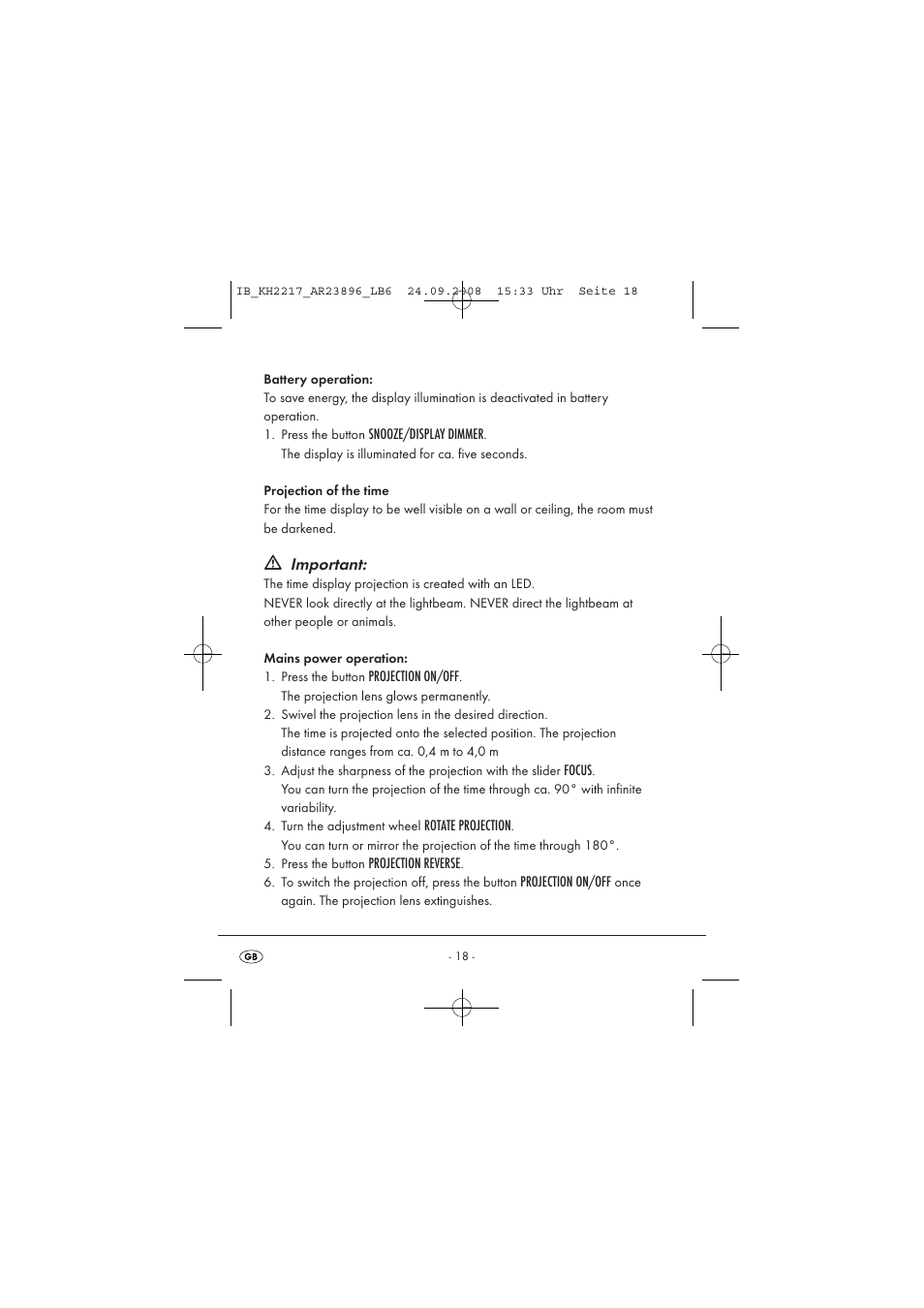 Important | Silvercrest KH2217 User Manual | Page 18 / 28