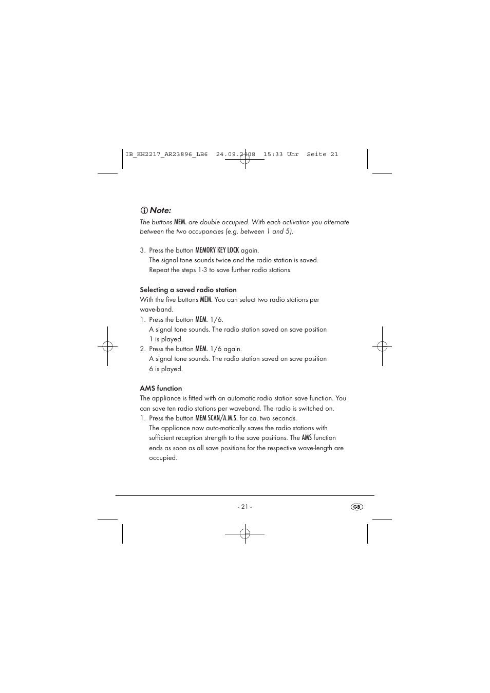 Silvercrest KH2217 User Manual | Page 21 / 28