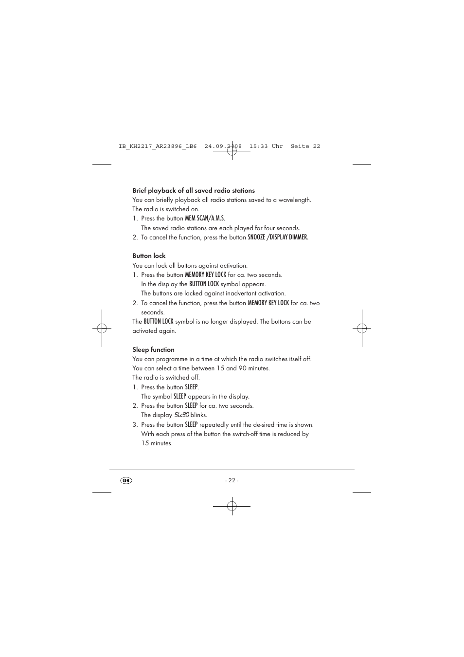 Silvercrest KH2217 User Manual | Page 22 / 28